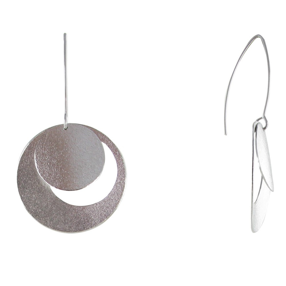 LES POULETTES BIJOUX Boucles d'Oreilles Argent 925 Brossé Deux Pastilles