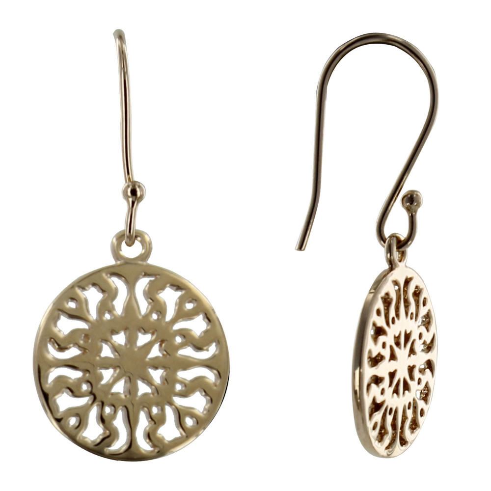 LES POULETTES BIJOUX Boucles d'Oreilles Cercle Plaqué Or Soleil Arabesque