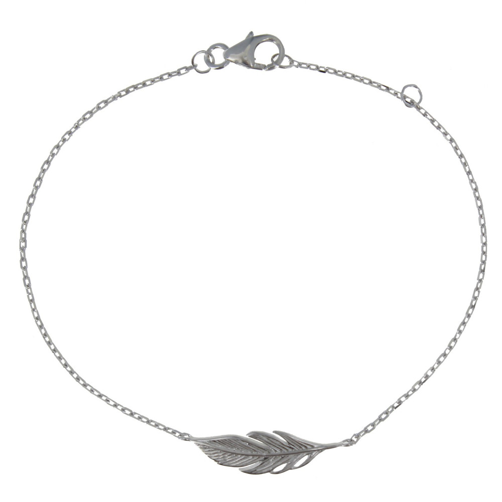 LES POULETTES BIJOUX Bracelet Argent 925 Rhodié Petite Plume