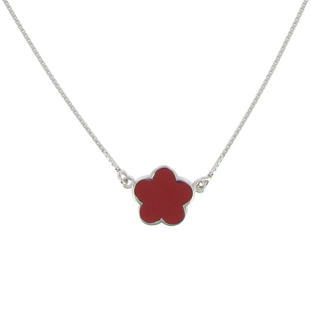 LES POULETTES BIJOUX Collier Chance en Argent et Corail