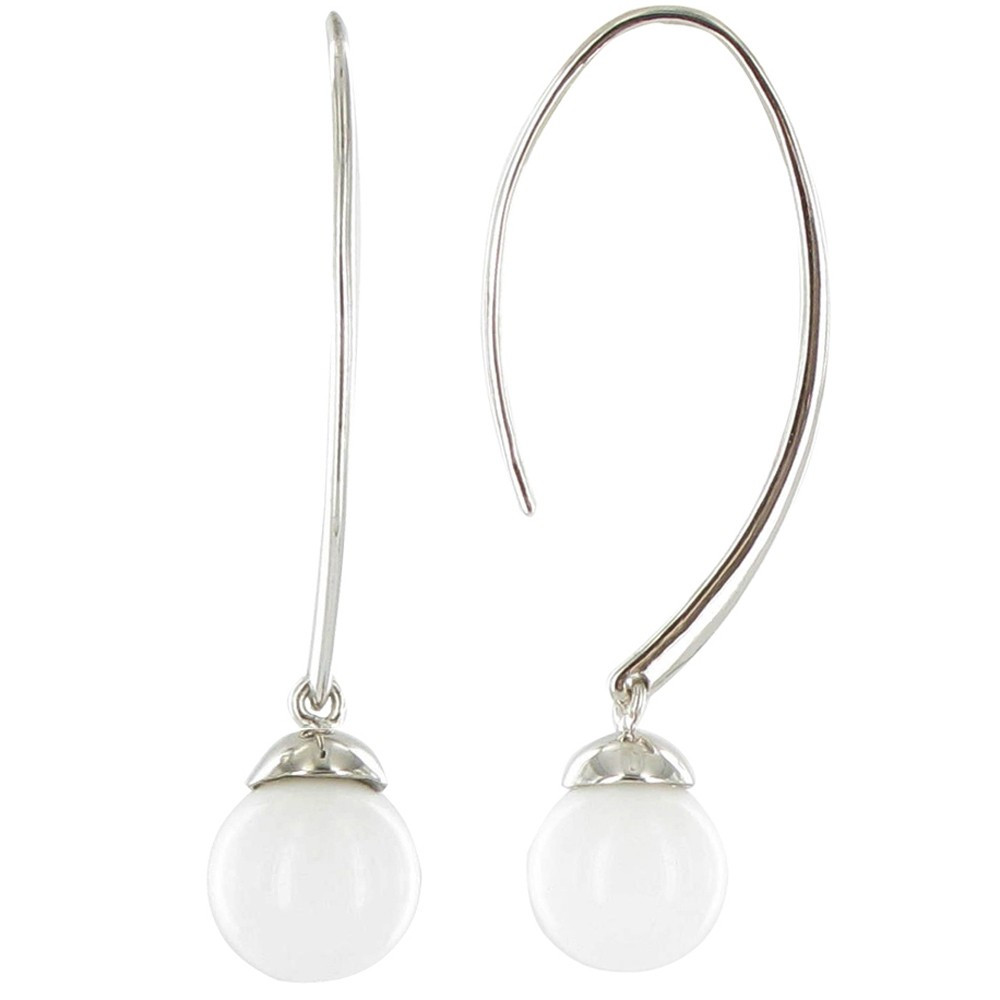 LES POULETTES BIJOUX Boucles d'Oreilles Grande Billes d'Agate Blanche