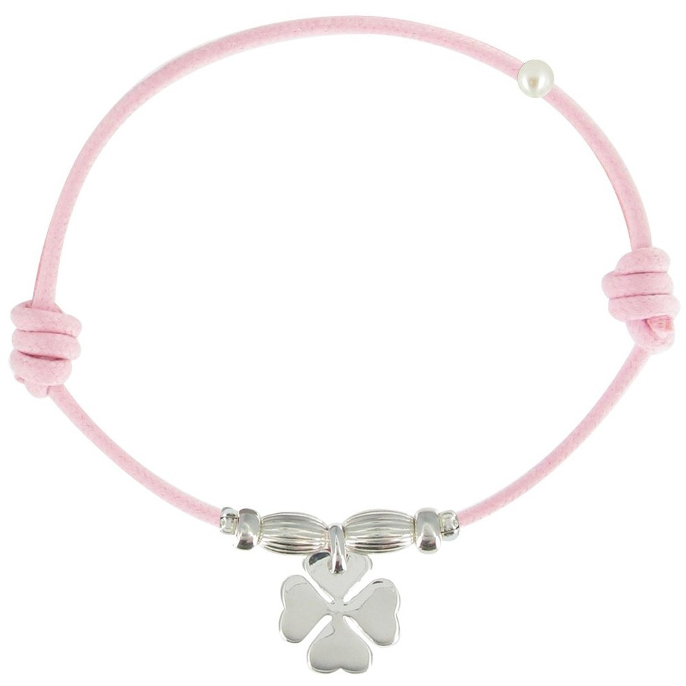LES POULETTES BIJOUX Bracelet Lien Trèfle Argent 925 - Rose