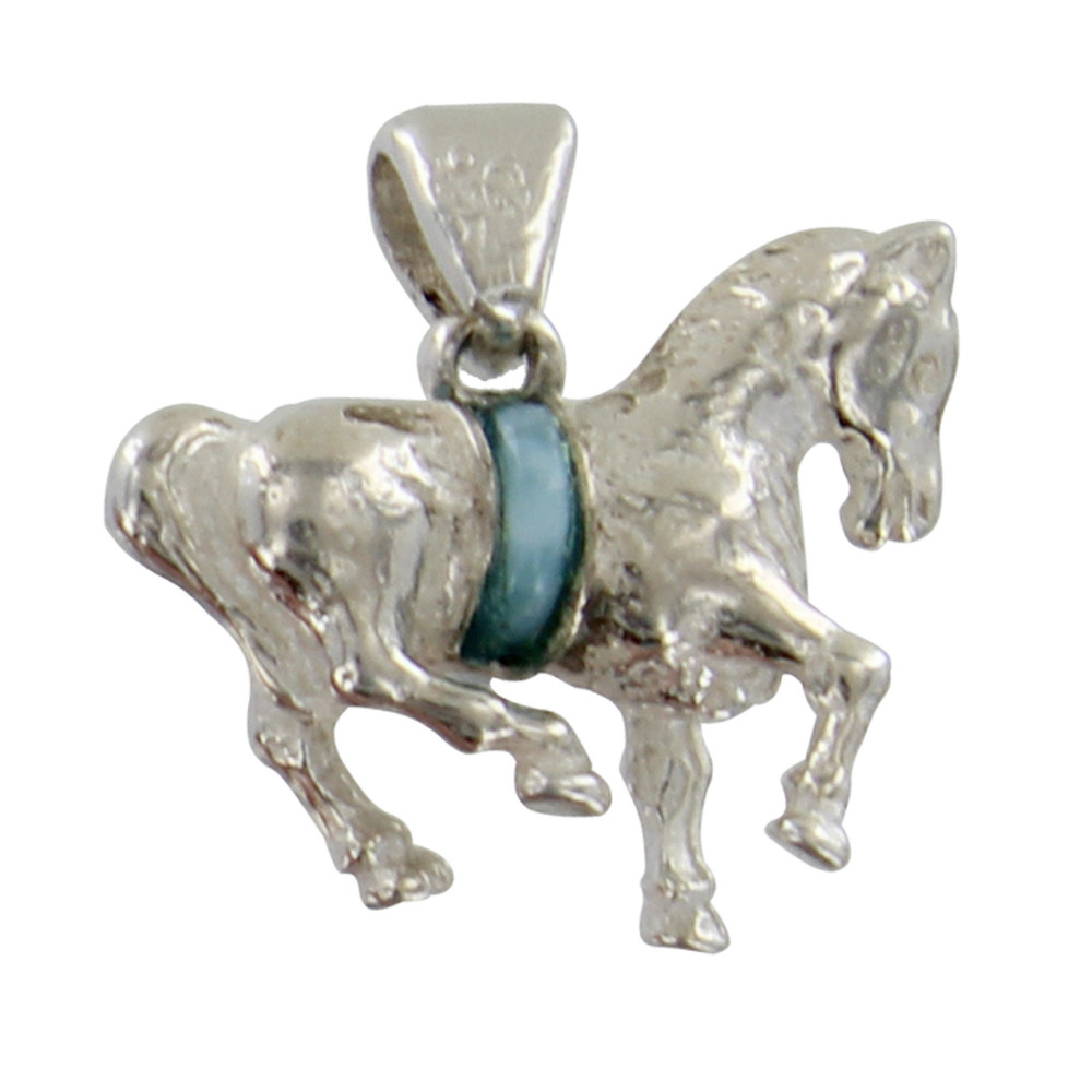 LES POULETTES BIJOUX Pendentif Cheval Argent 925 Rhodié et Larimar