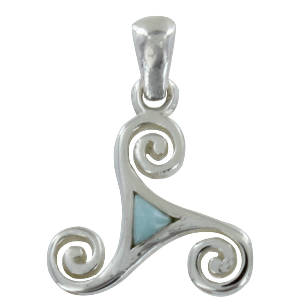 LES POULETTES BIJOUX Pendentif Celte Triskel Argent et Larimar