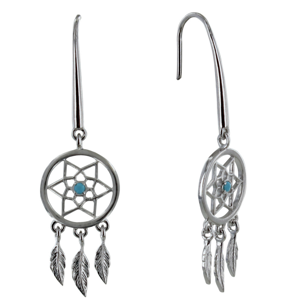 LES POULETTES BIJOUX Boucles d'Oreilles Argent 925 Rhodié Attrape Rêve