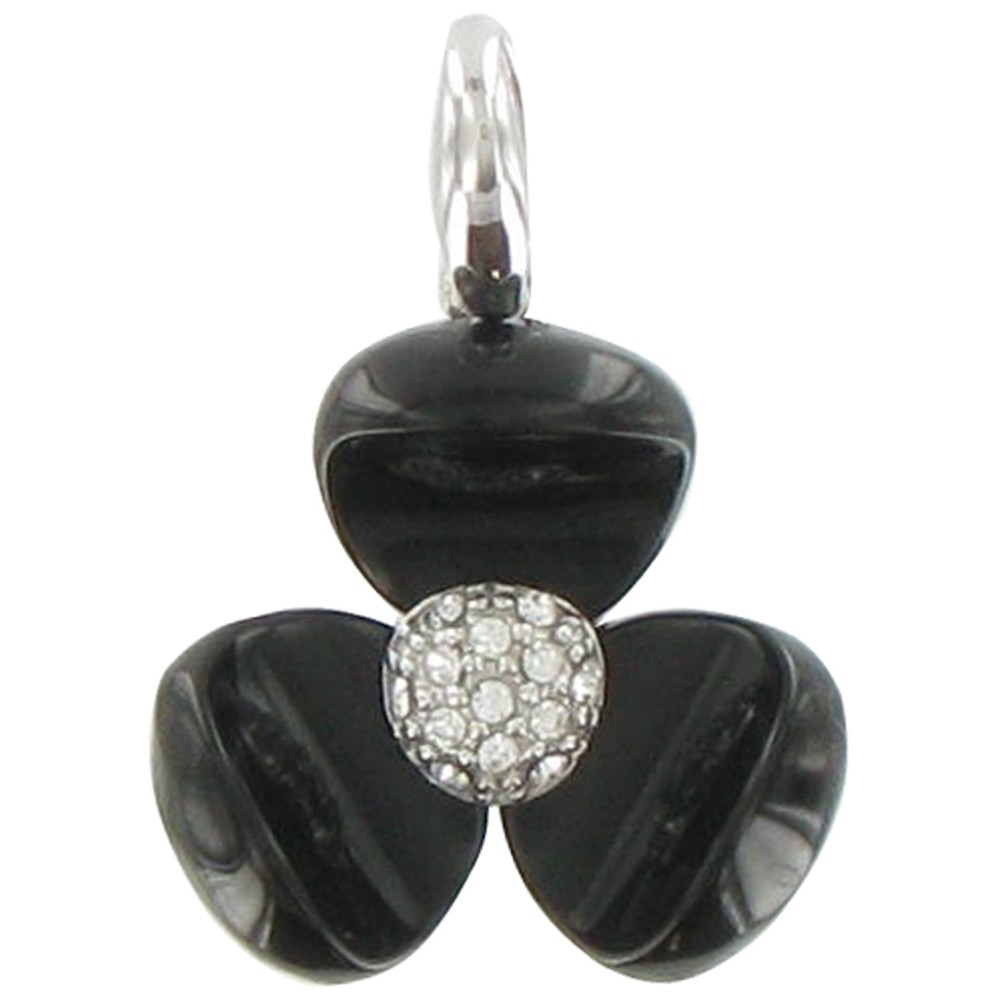 LES POULETTES BIJOUX Pendentif Argent Fleur et Onyx Noir