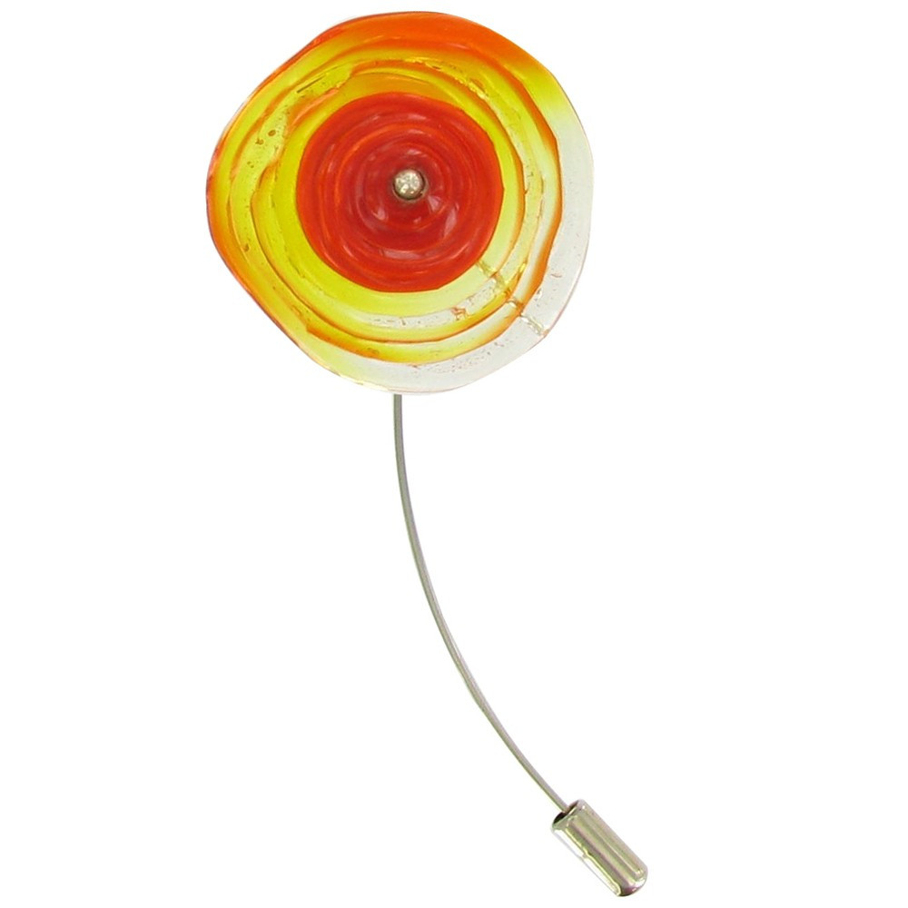 LES POULETTES BIJOUX V Broche en Argent et Coquelicot Orange