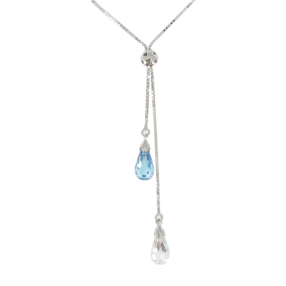LES POULETTES BIJOUX V Collier Toi et Moi Turquoise et Cristal