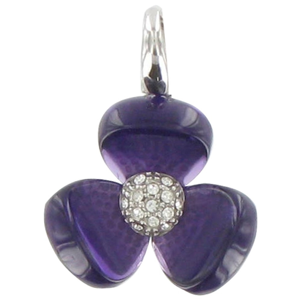 LES POULETTES BIJOUX V Pendentif Argent Fleur et Zirconium Violet