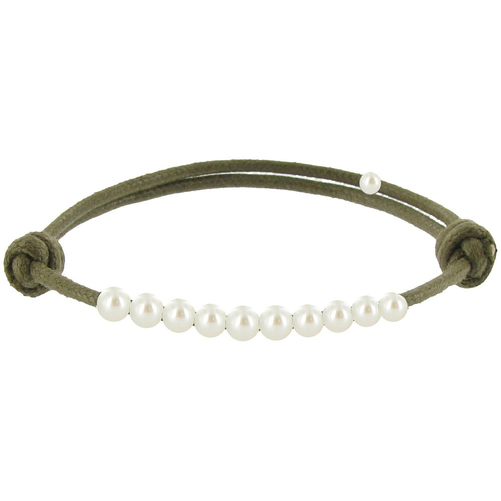LES POULETTES BIJOUX Bracelet Lien Numéro 10 Perle Blanche des Poulettes - Classics