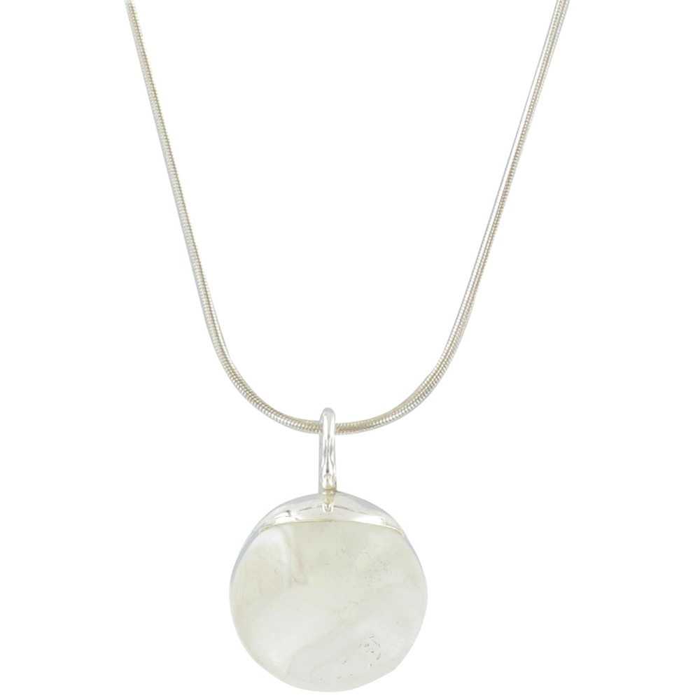 LES POULETTES BIJOUX V Collier en Argent et sa Bulle de Verre Blanche