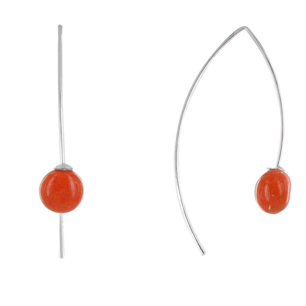 LES POULETTES BIJOUX Boucles d'Oreilles Crochet Métal Argenté et Perles Céramique Or