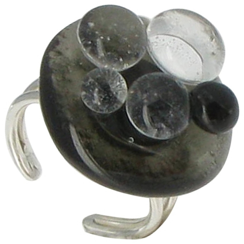 LES POULETTES BIJOUX Grande Bague Verre Bulles Noire