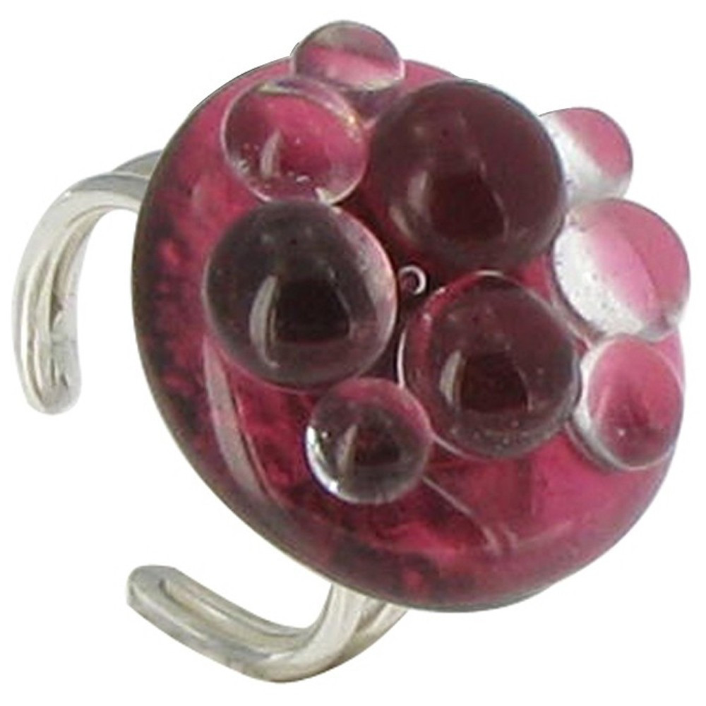 LES POULETTES BIJOUX V Petite Bague Verre Bulles Rouge