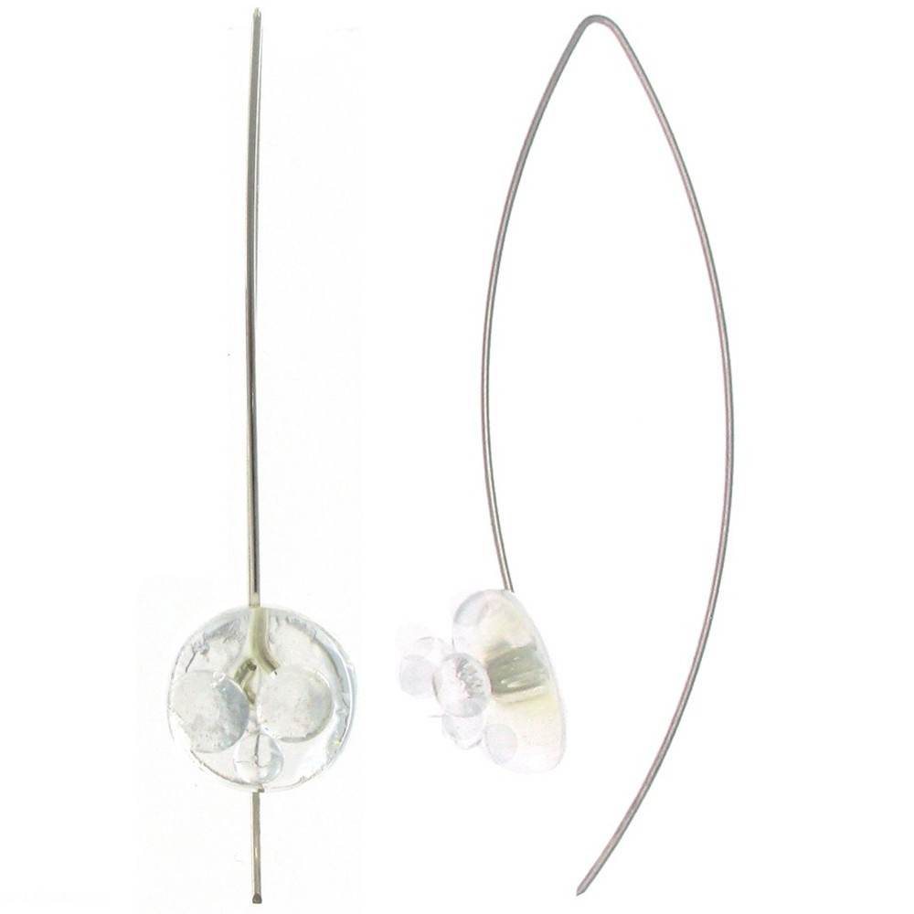 LES POULETTES BIJOUX - V Boucles d'Oreilles Verre Bulles Transparentes