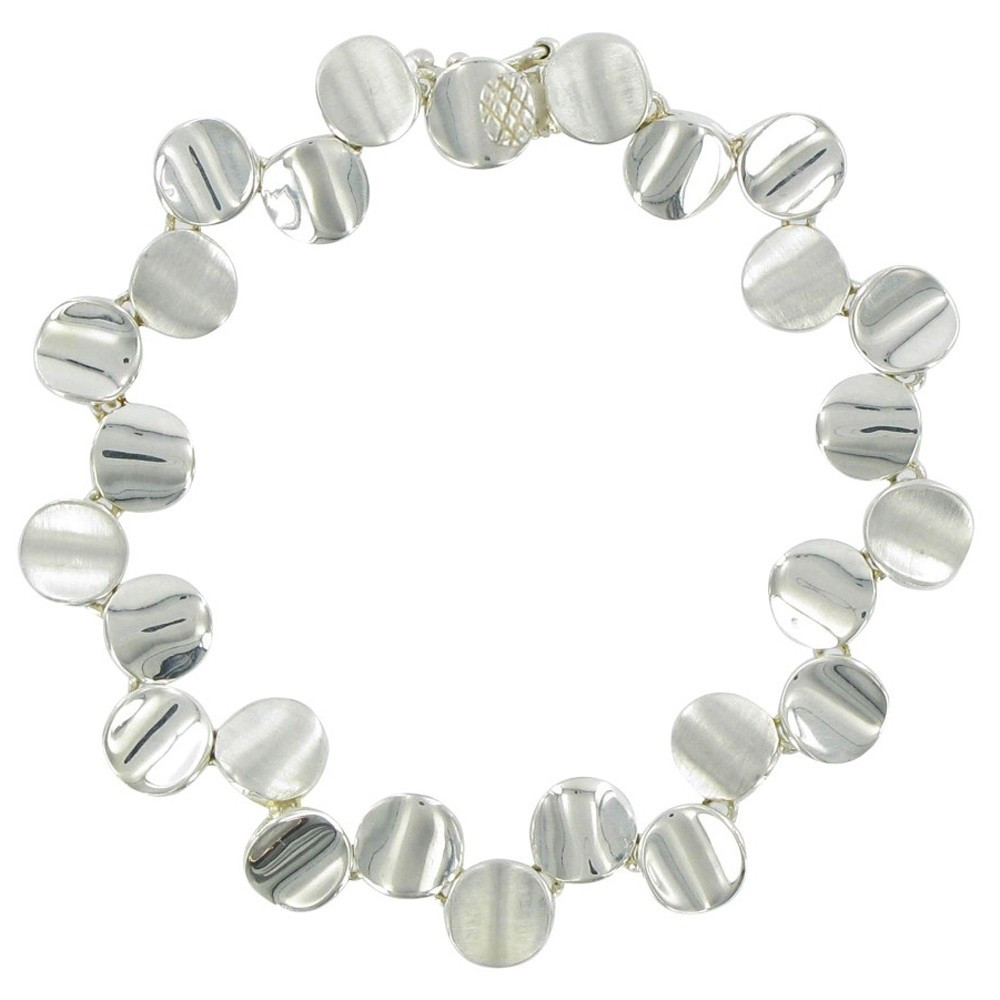 LES POULETTES BIJOUX - X Bracelet Argent Gouttelettes Brillantes et Brossées