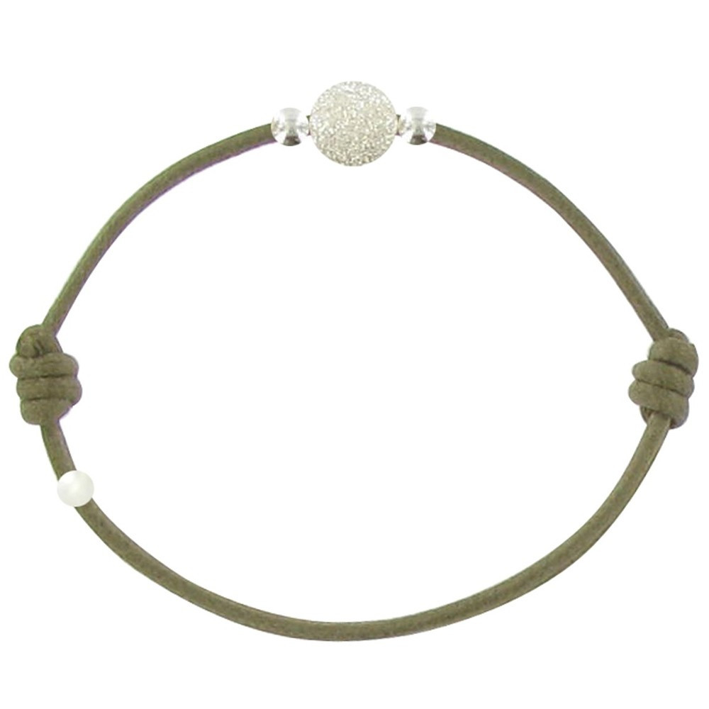 LES POULETTES BIJOUX V Bracelet des Poulettes Argent Diamant Lien Kaki
