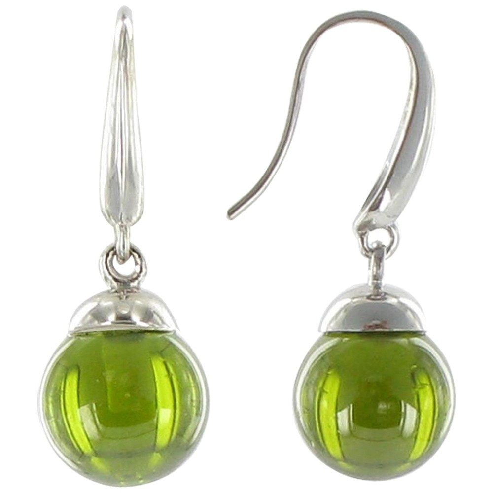 LES POULETTES BIJOUX - Boucles d'Oreilles Argent Billes de Zirconium Emeraude