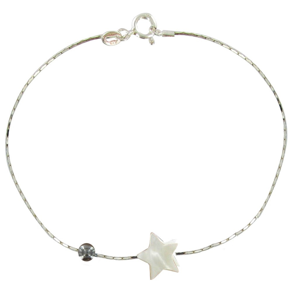 LES POULETTES BIJOUX Bracelet Argent Etoile de Nacre et Perle Hématite