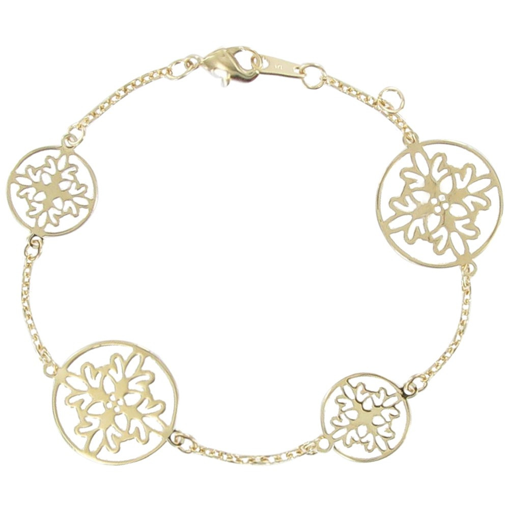 LES POULETTES BIJOUX V Bracelet 4 Cercles en Dentelle Plaqué Or