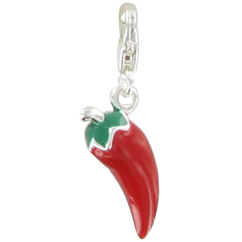 LES POULETTES BIJOUX Charms Argent 925 Piment Rouge et Vert