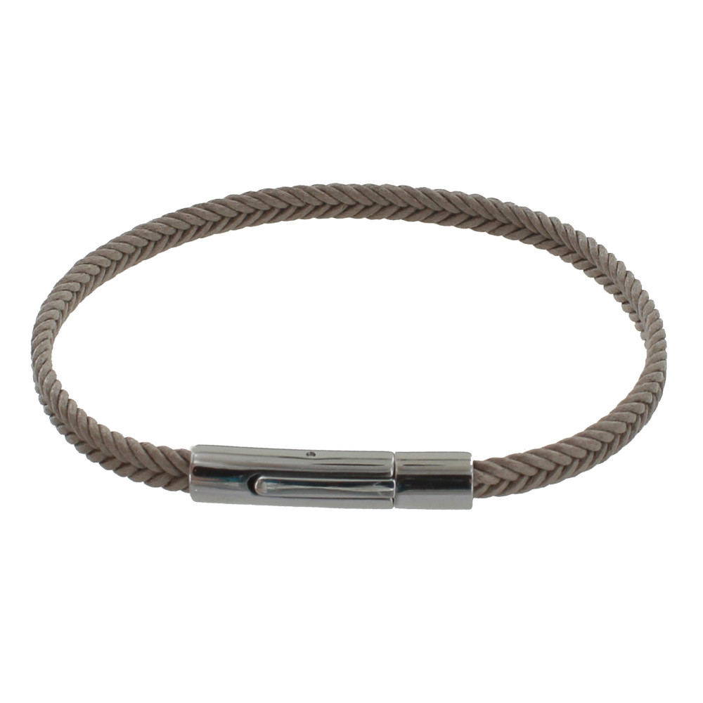 LES POULETTES BIJOUX Bracelet Homme Tresse en Coton Taupe - taille 20 cm