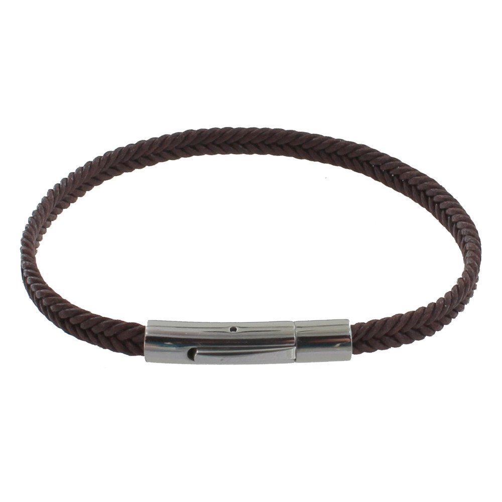 LES POULETTES BIJOUX Bracelet Homme Tresse en Coton Marron Foncé - taille 19 cm