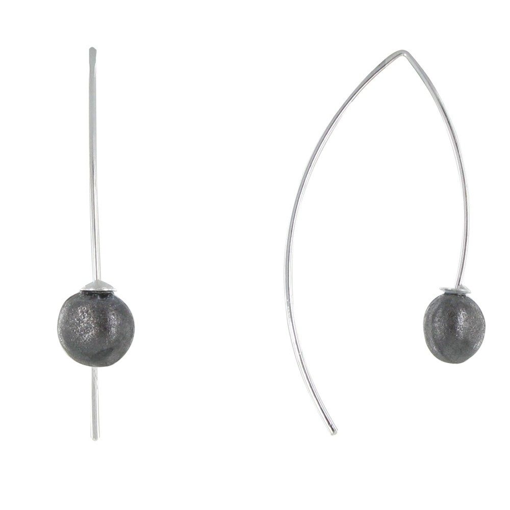 LES POULETTES BIJOUX Boucles d'Oreilles Crochet Métal Argenté et Perles Céramique Gr
