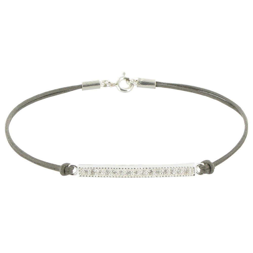 LES POULETTES BIJOUX Bracelet Lien Barrette Argent 925 et Strass - Classics - Gris LES POULETTES BIJOUX Bracelet Lien Barrette Argent 925 et Strass - Classics - Gris