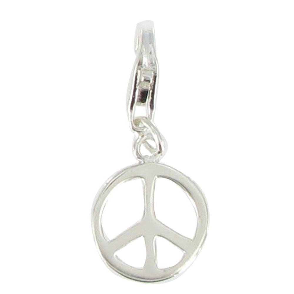 LES POULETTES BIJOUX V Charms Argent 925 - Médaille Paix - Peace and Love