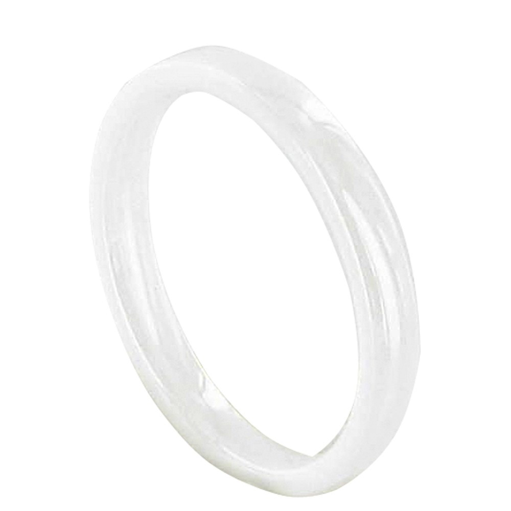 LES POULETTES BIJOUX - Bague Anneau de Céramique Blanche - 3mm - taille 52