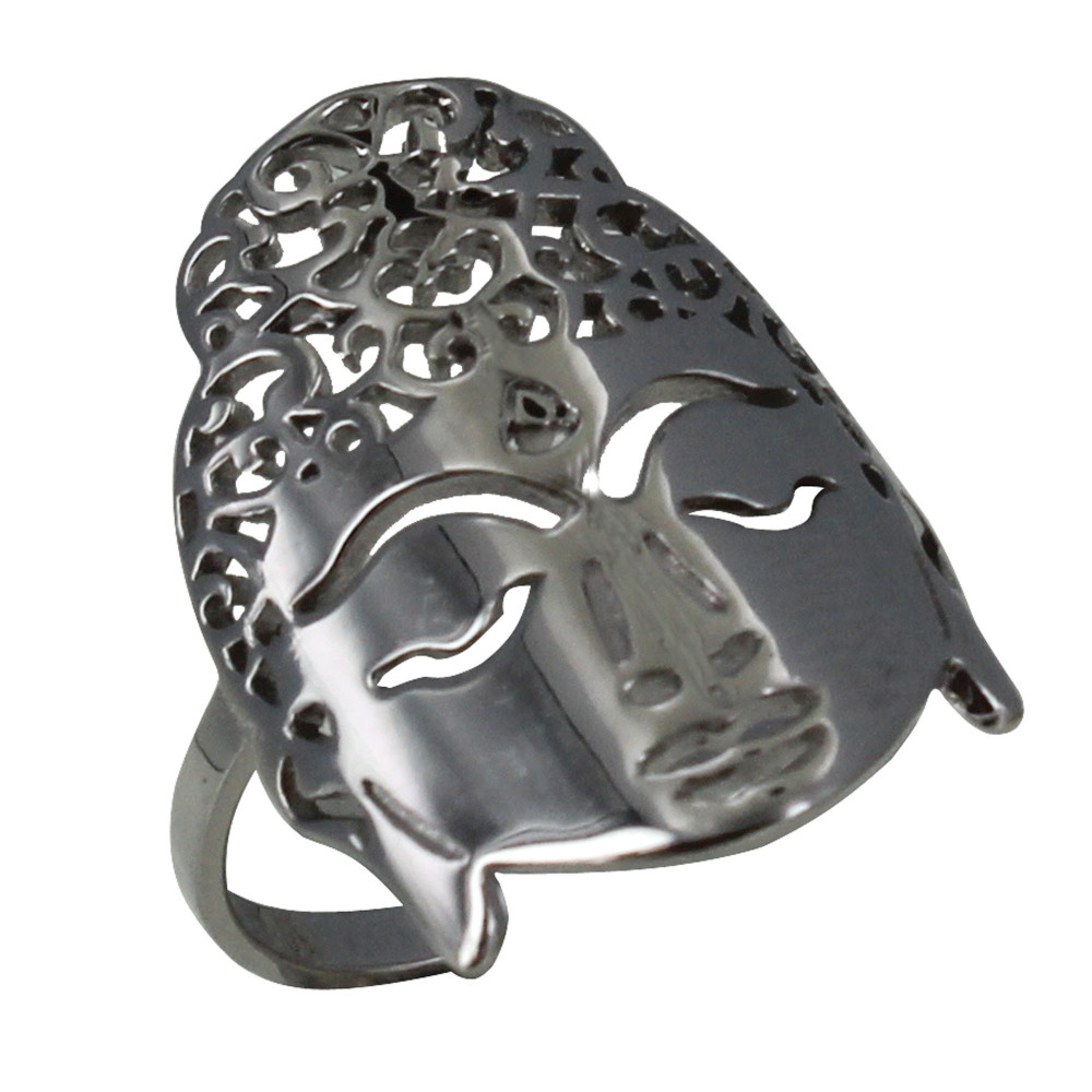 LES POULETTES BIJOUX - Bague Argent Rhodié Bouddha - taille 54