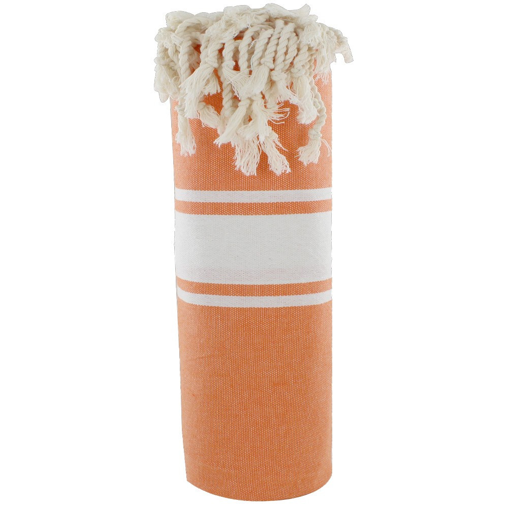 LES POULETTES BIJOUX Fouta Drap Plage et Hammam Coton Couleur Orange