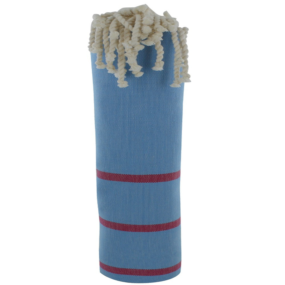 LES POULETTES BIJOUX V Fouta Drap Plage et Hammam Coton Couleur Bleu Ciel Petites Ra