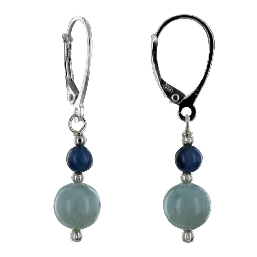LES POULETTES BIJOUX - Boucles d'Oreilles Argent Dormeuse Perle de Cyanite et de Lar
