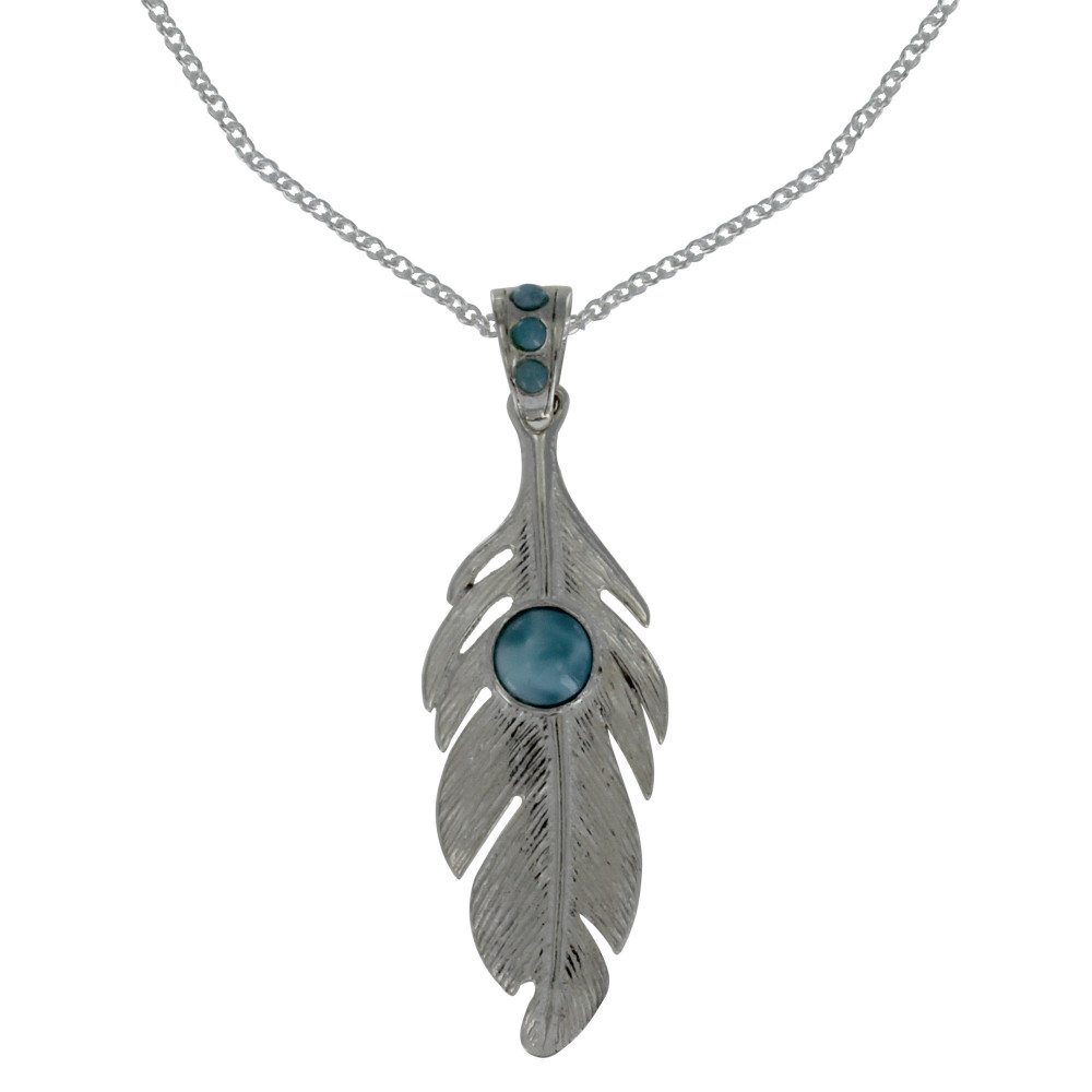 LES POULETTES BIJOUX Collier Chaine Argent Feuille et Perle de Larimar