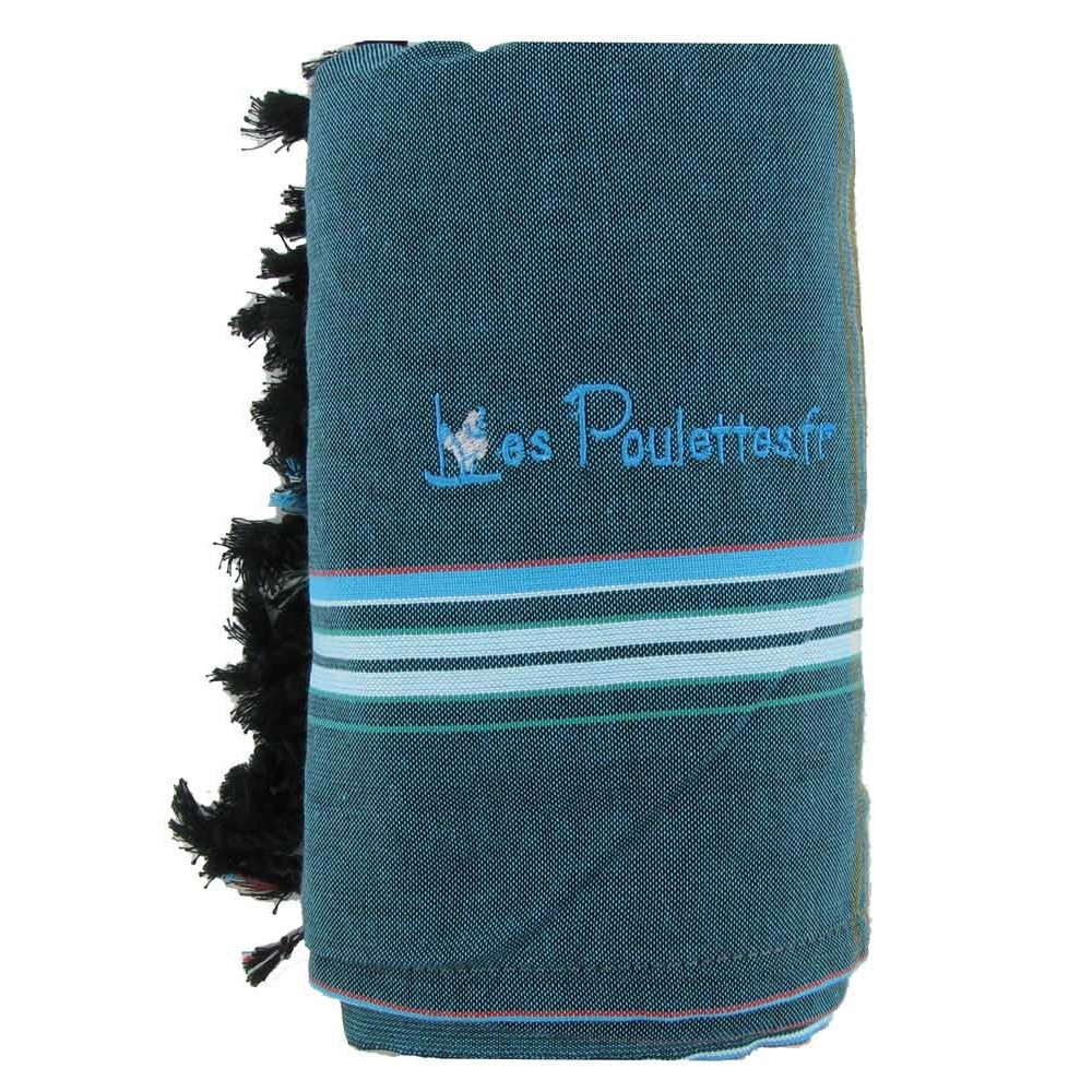LES POULETTES BIJOUX V Kikoy Serviette Plage Coton Eponge Couleur Bleu Vert