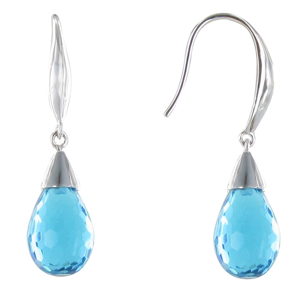 LES POULETTES BIJOUX V Boucles d'Oreilles Argent Goutte de Zirconium Facettée Turquo