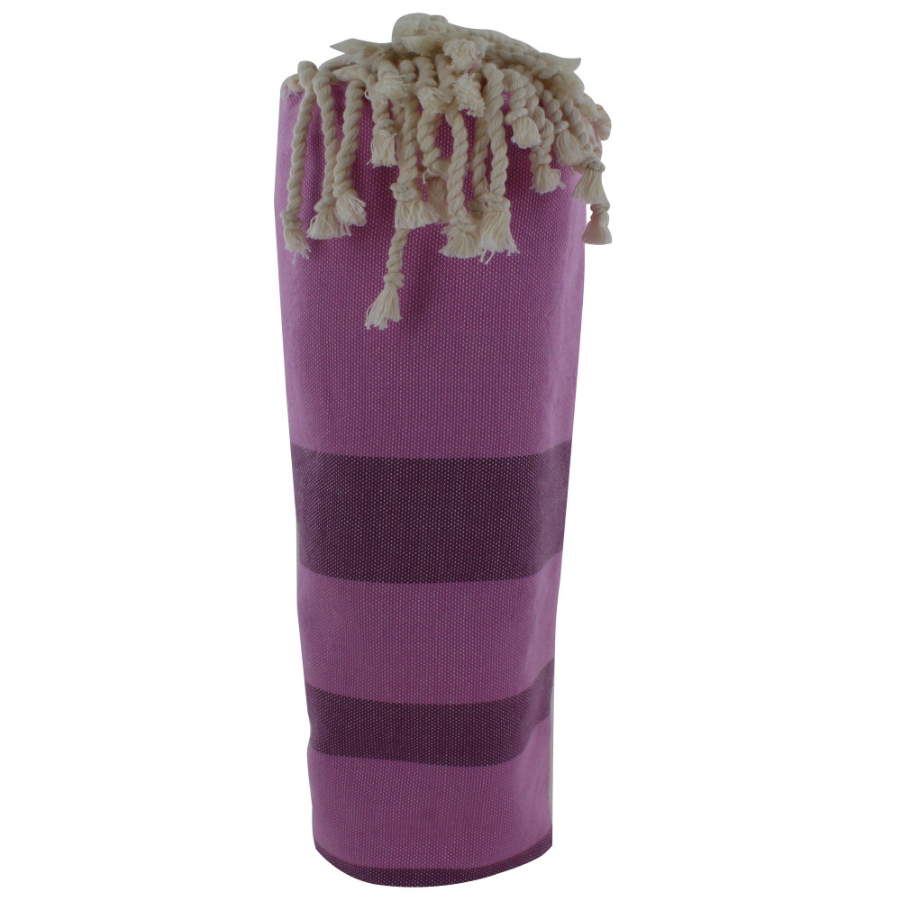 LES POULETTES BIJOUX - V Fouta Drap Plage et Hammam Coton Lilas Rayé Violet