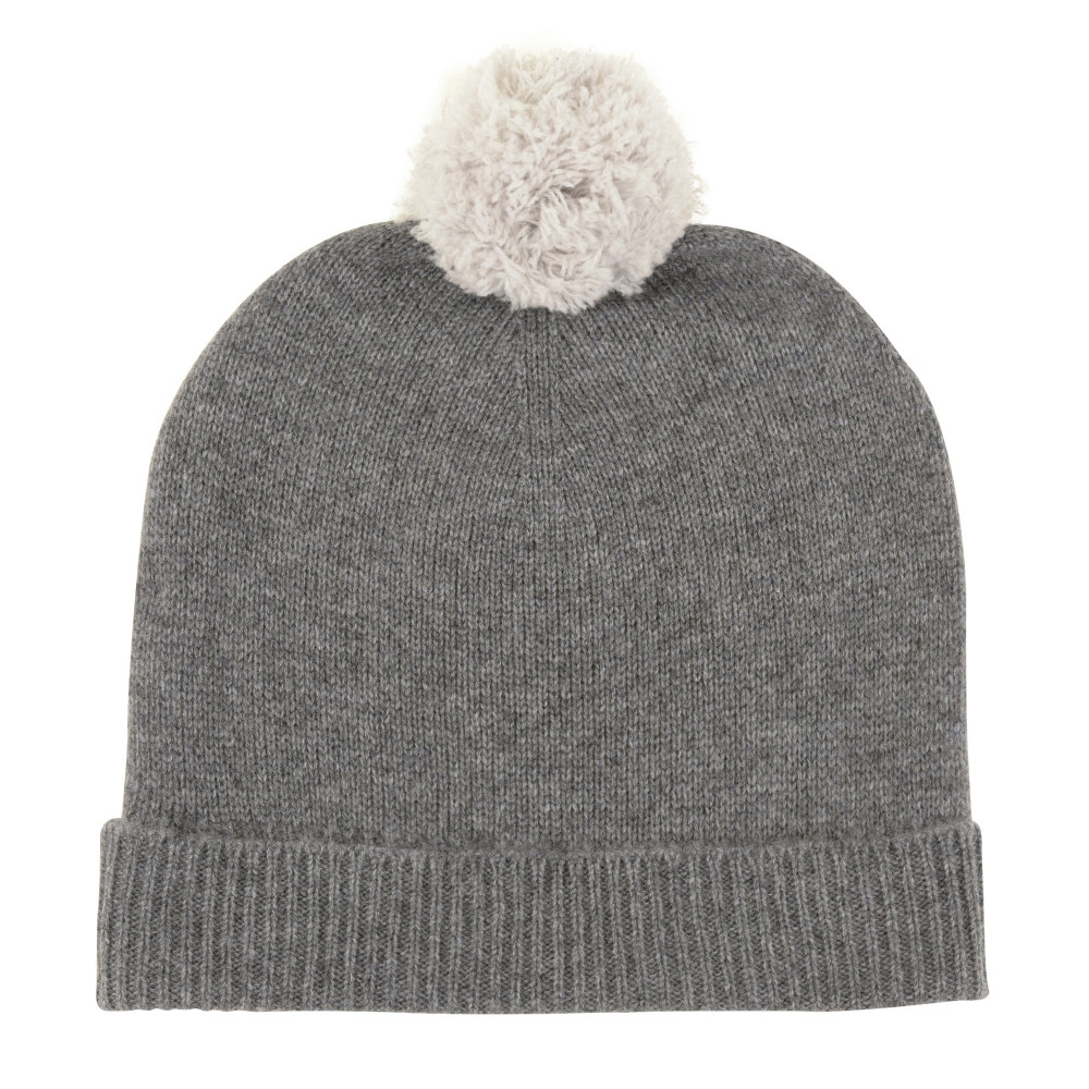 LES POULETTES BIJOUX Bonnet Pompon Iconic 100% Cachemire 4 Fils Colors - Gris clair
