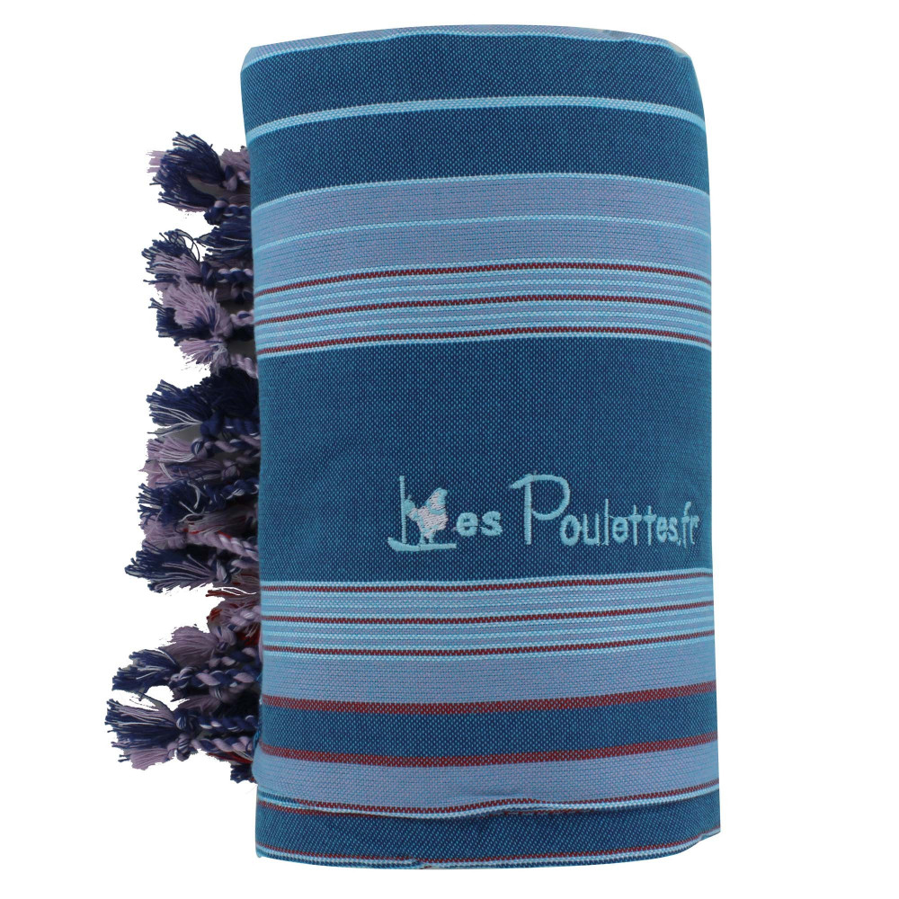 LES POULETTES BIJOUX V Kikoy Serviette Plage Coton Couleur Bleu Vert Rayé Turquoise