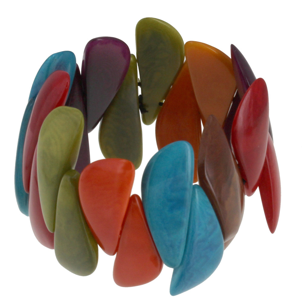 LES POULETTES BIJOUX Bracelet Elastique Manchette Tagua Multicolore Eté