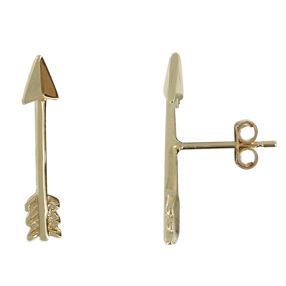 LES POULETTES BIJOUX Boucles d'Oreilles Plaqué Or Clous Flèches