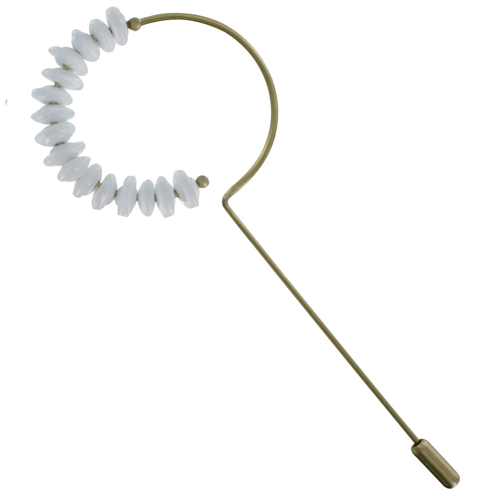 LES POULETTES BIJOUX Broche Laiton Anneau et Petits Disques de Verre Blanc