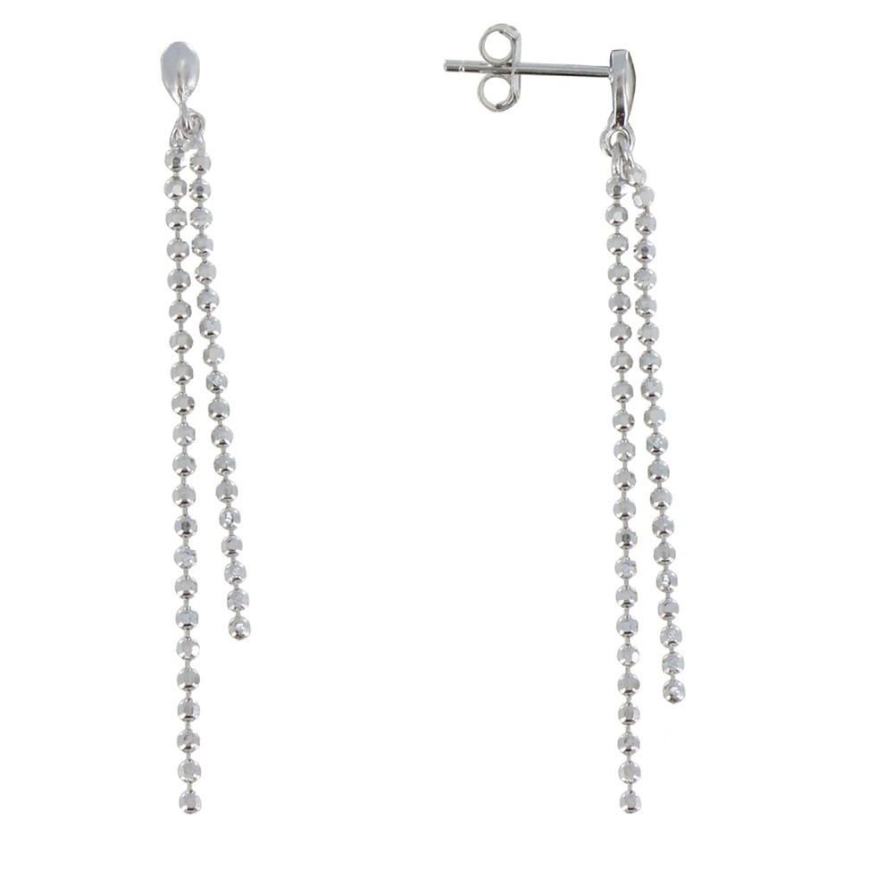 LES POULETTES BIJOUX Boucles d'Oreilles Argent Fil Pendant Billes