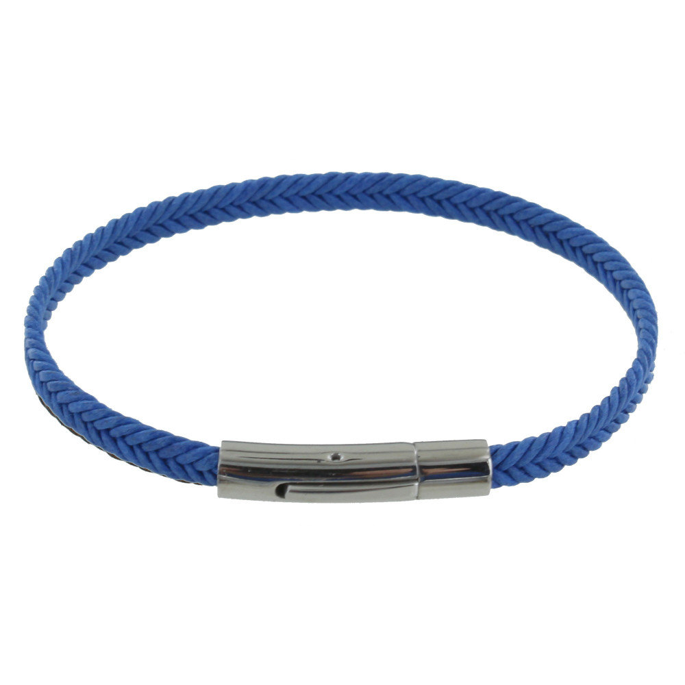 LES POULETTES BIJOUX Bracelet Homme Tresse en Coton Bleu - taille 20 cm