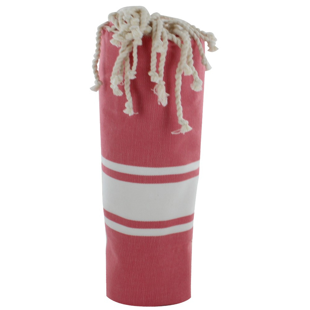 LES POULETTES BIJOUX V Fouta Drap Plage et Hammam Coton Couleur Rose Foncé