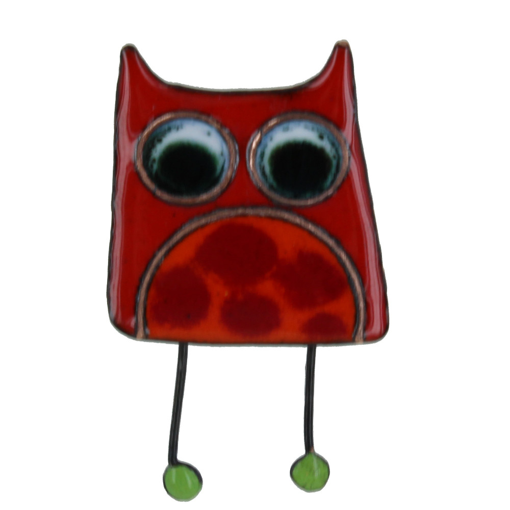 LES POULETTES BIJOUX Broche Pin's Hibou émaillé Rouge à Pois Rouge