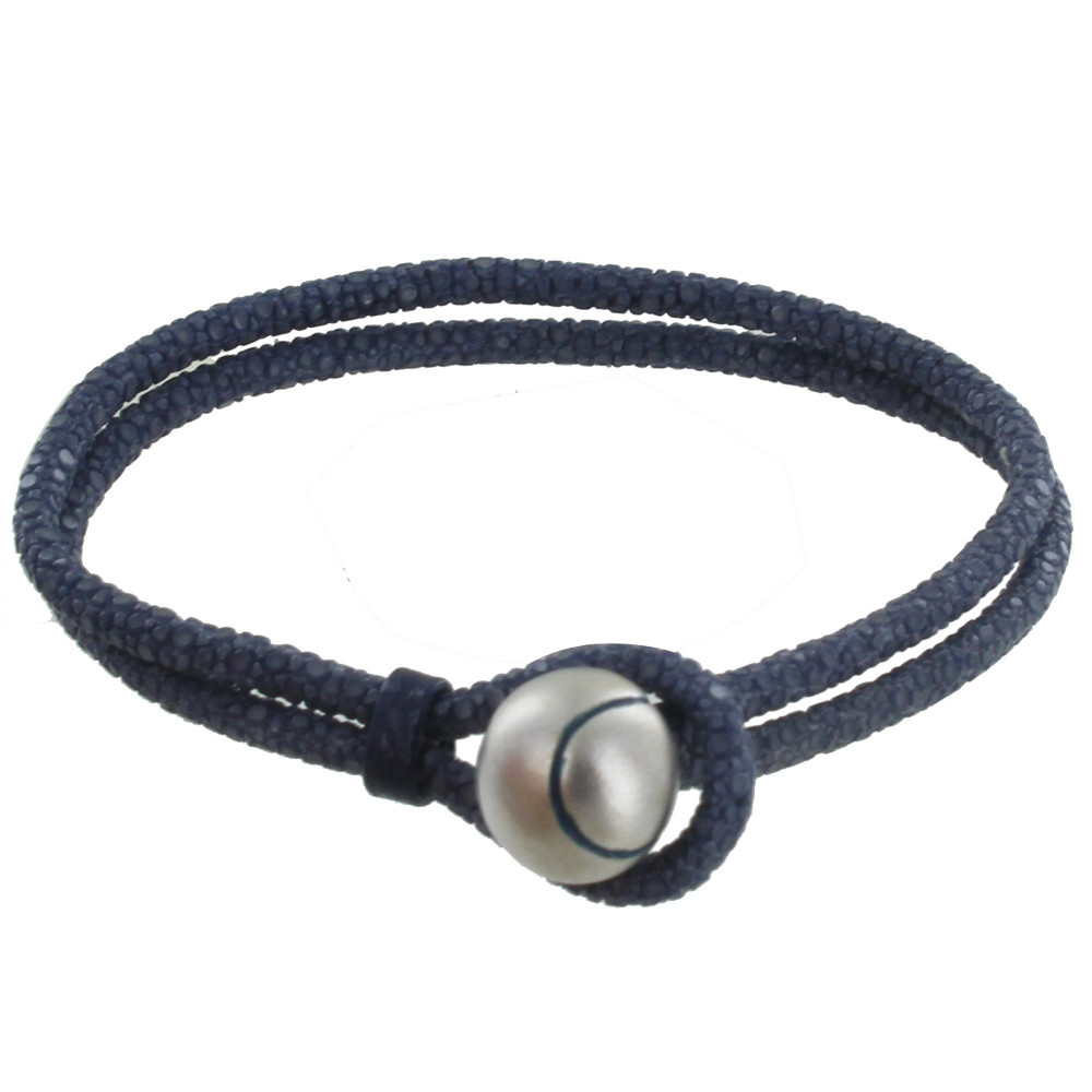 LES POULETTES BIJOUX Bracelet Homme Cuir et Balle de Tennis - Azur