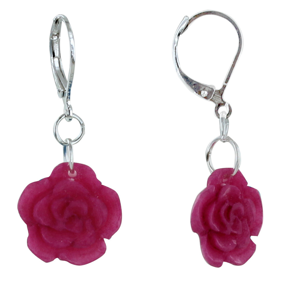 LES POULETTES BIJOUX Boucles d'Oreilles Rose en Tagua - Fuchsia
